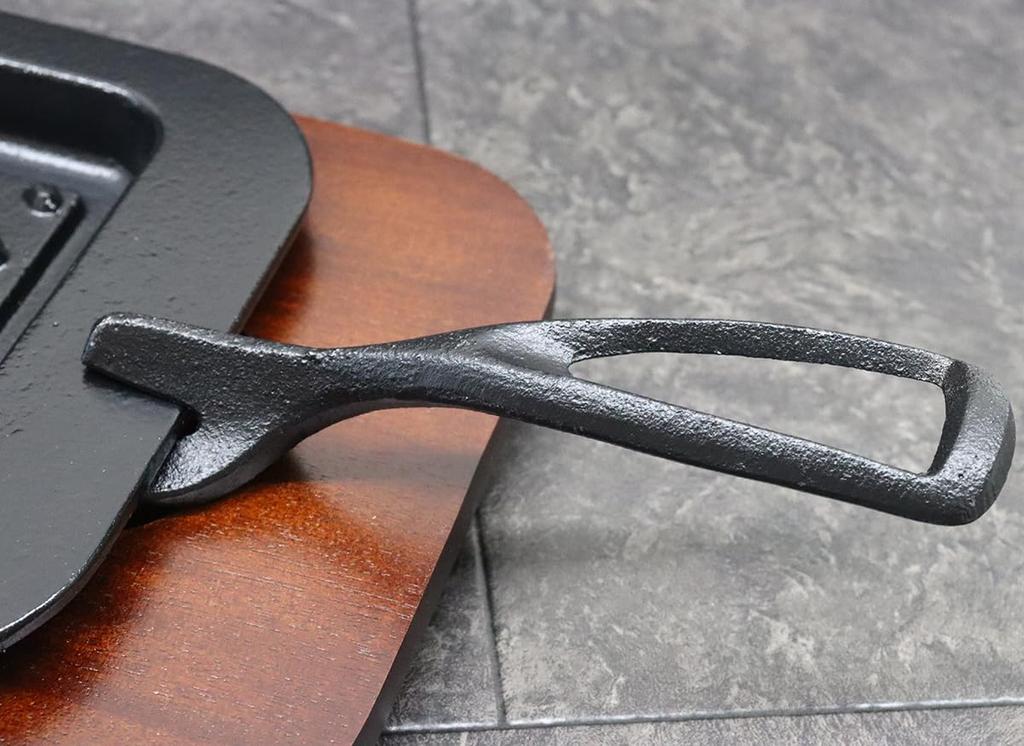 Castle Enterprise Asahi Steak Plate, Cast Iron with Small Handle, for Commercial Use