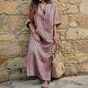 Women's 3/4 Sleeve Striped Maxi Dress Casual Loose Fit Sundress with Front Pocket Summer Beach Vacation Outfits