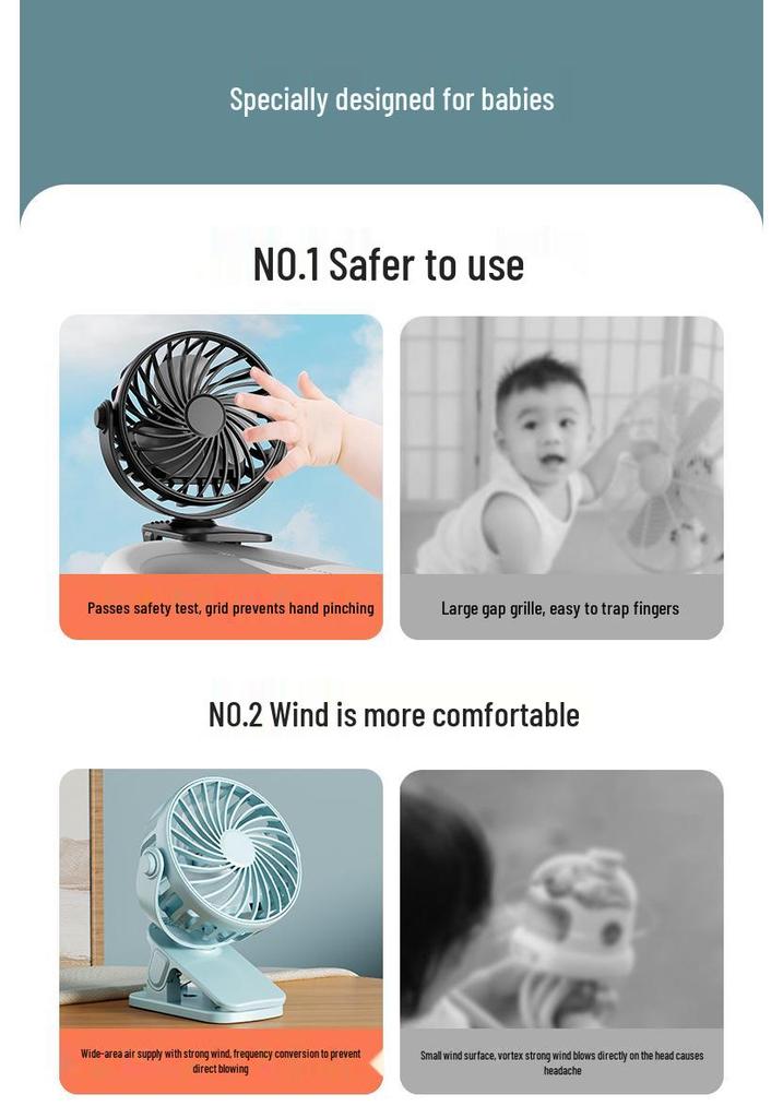 USB Rechargeable Mini Stroller Clip Fan: Portable Outdoor Fan