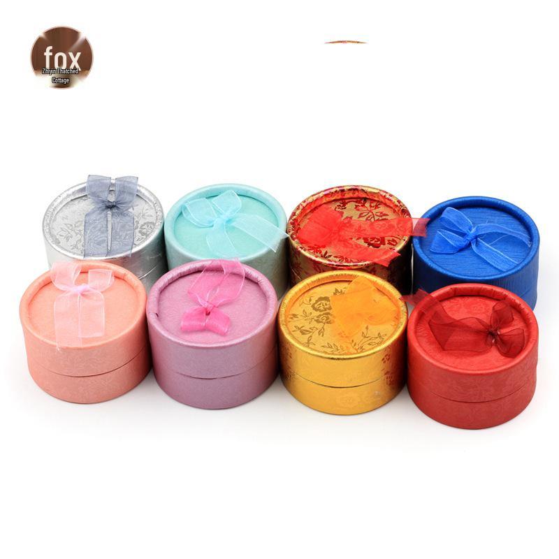 Small Bowknot Round Jewelry Box for Rings and Earrings