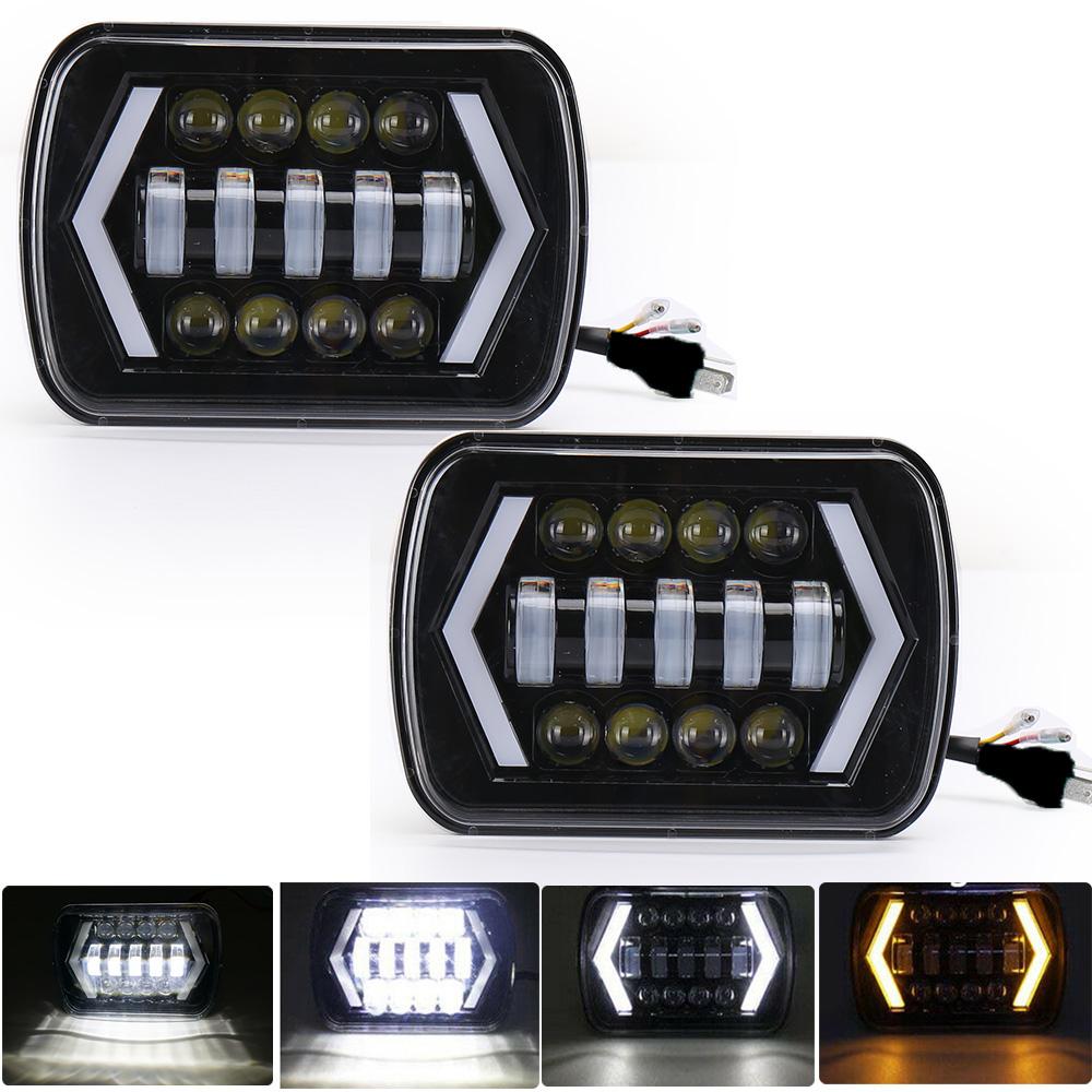 55 Вт 7x6 5X7 светодиодный проектор фар Hi-Lo Beam Halo DRL для Jeep Cherokee XJ