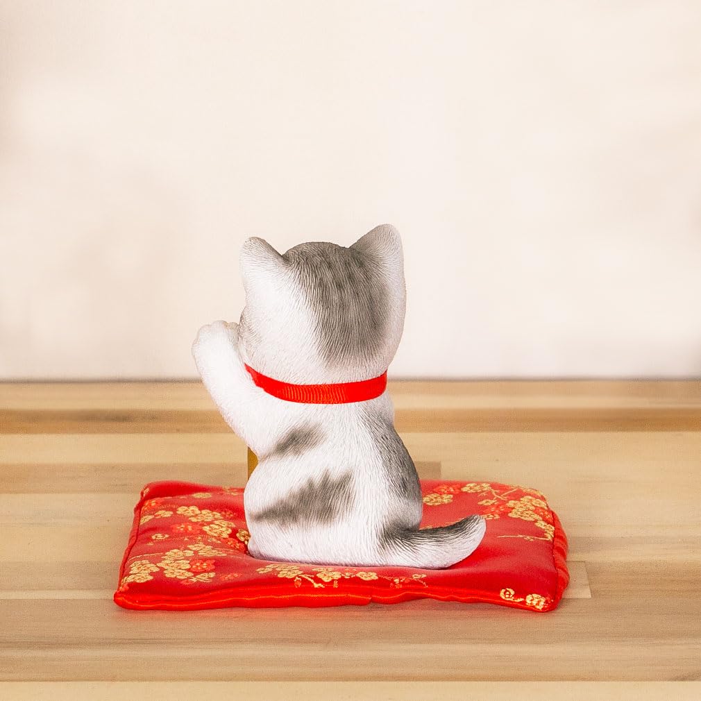 Devalier Maneki-neko Cat Figurine, Soothing, Prosperous Business, Protection from Misfortune and Illness, Good Fortune, and Financial Fortune,