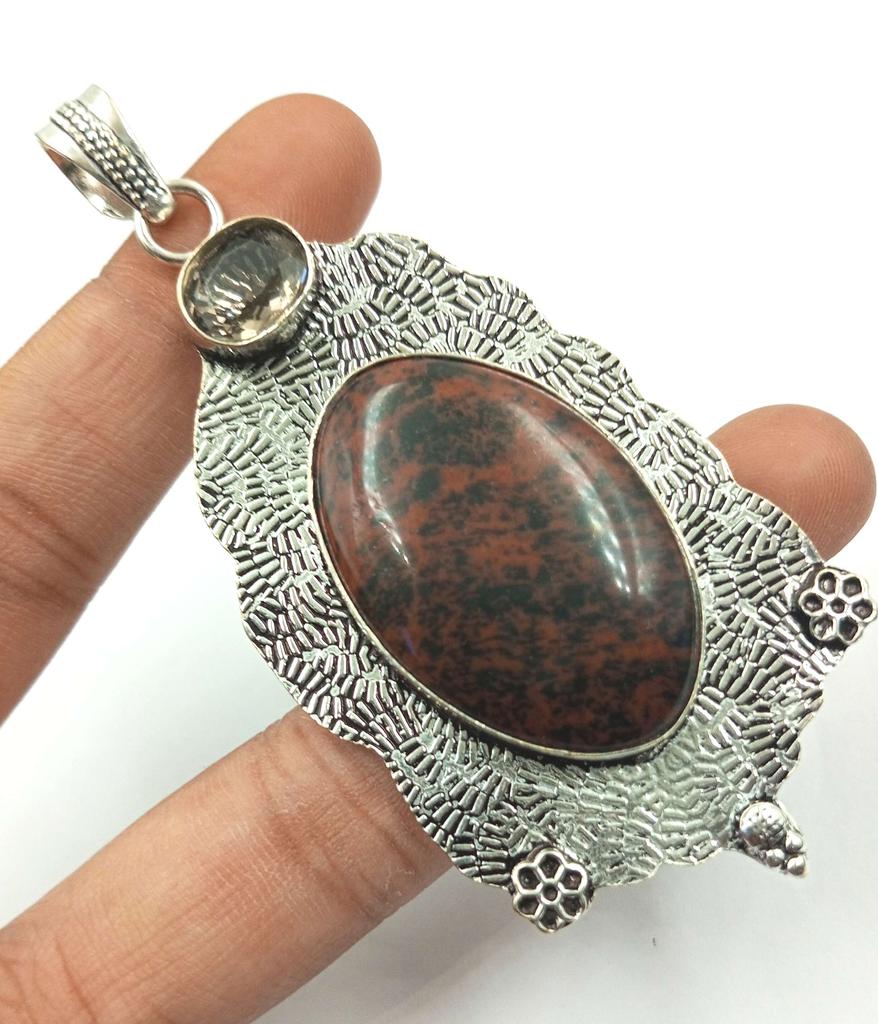 Red Opsidian Gemstone 925 Sterling Silver Plated Women's Gifted Pendant UUOL-P14