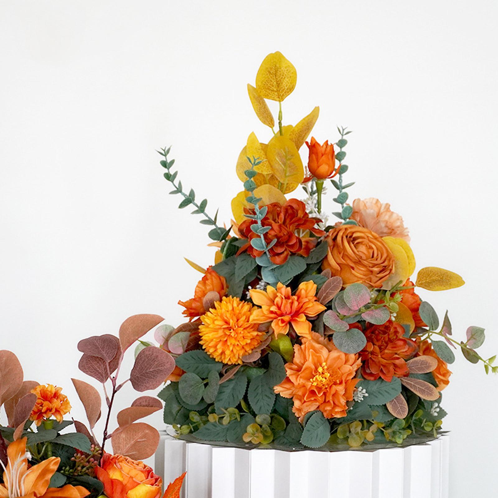 

2PCS Artificial Flowers Plastic Foam Bottom Silk Cloth Bouquet for Wedding Decoration White