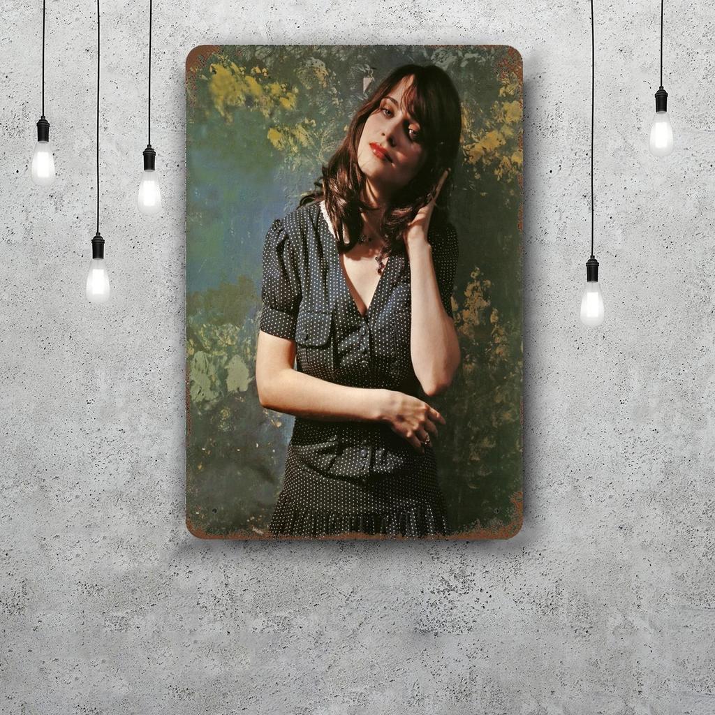 Zoey Deschanel Actor Decor Vintage Metal Signs Tin Signs Captain Poster Decor for Bar Pub Club Man Cave Wall Decoration