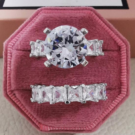Three-in-One Luxury Women's Wedding Ring Set - European and American Style