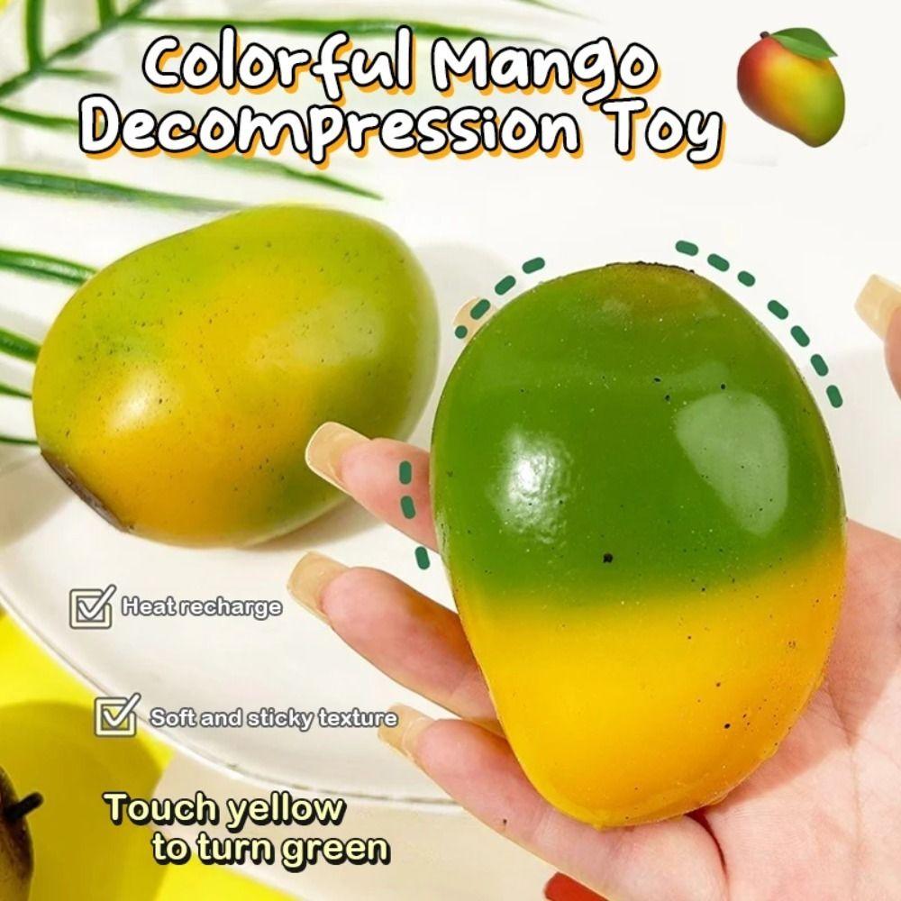Color Changing Mango Squishy Toy Simulation Mango Decompression Toy New Pinching Toy  Stress Relief