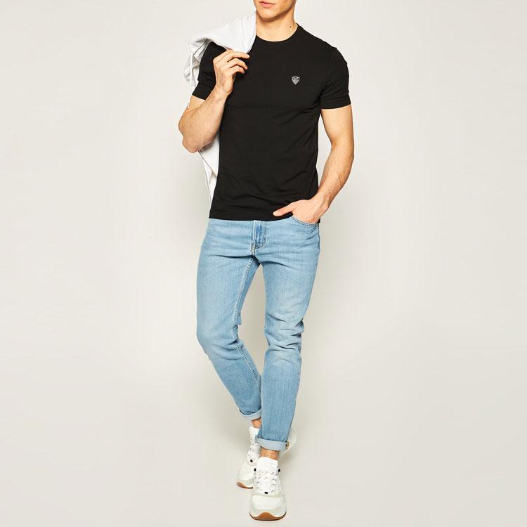 Emporio Armani EA7 Logo Pattern Minimalist Crew Neck Short Sleeve T-Shirt Men Tops Black 8NPTL7-PJ03Z-1200