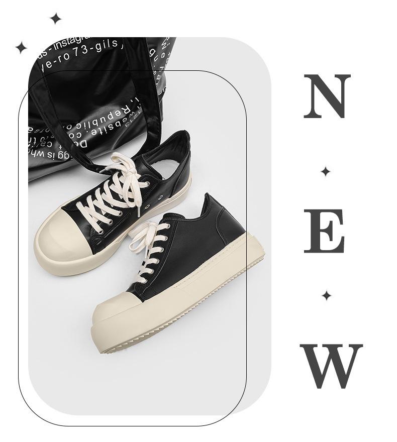 AFANTING Men's Trendy Upturned Leather Skate Shoes with Thick Sole and Oreo Scent, Model 270
