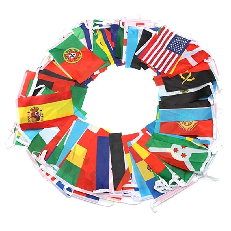 SKY FLAG 25-65M 14x21cm 20x30cm 100-200 Pcs Countries String Flag World Banner Bunting Bar Home Party Decoration