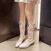 Fashion Women Thick Heels Western Boots Women Autumn Chunky Heels Knee High Cowboy Boots Woman Pointed Toe Chunky Heeled Long Botas