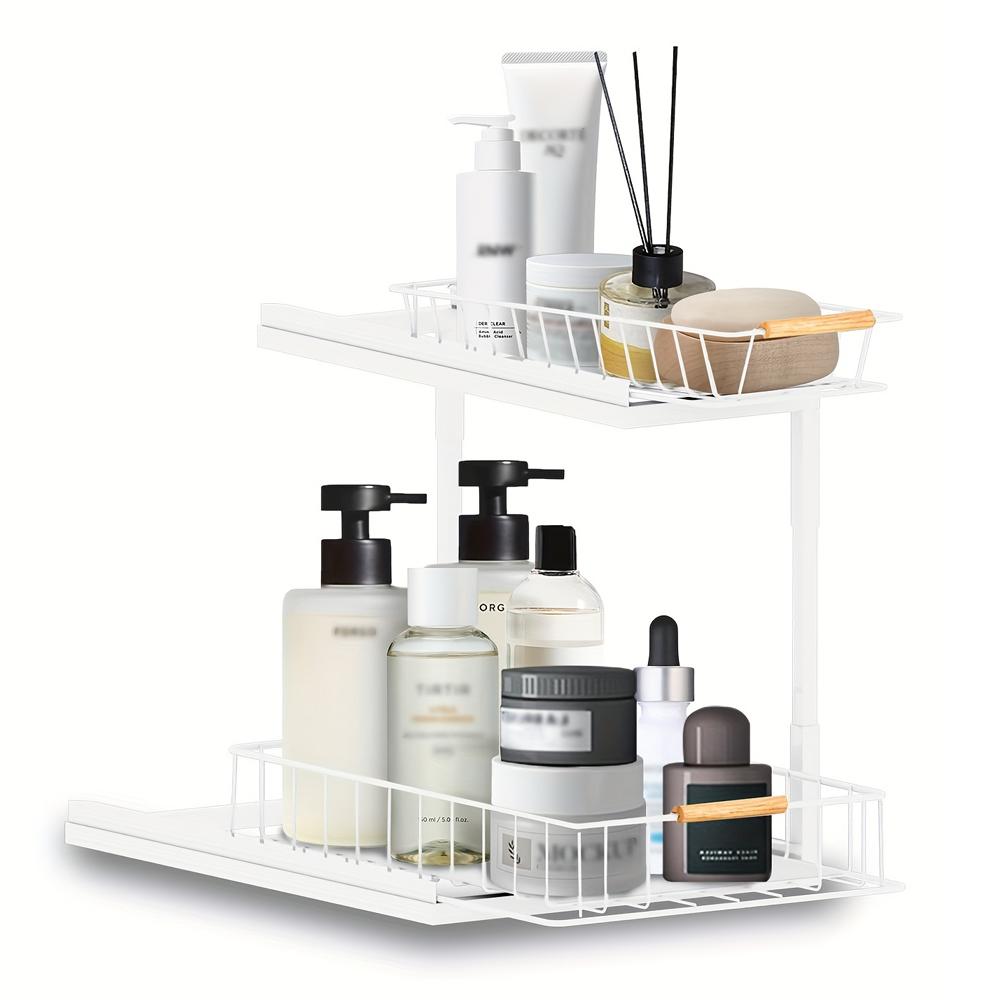 

Органайзеры и системы хранения под раковиной, 2-уровневые выдвижные кухонные шкафы, Г-образные выдвижные органайзеры под раковиной для ванной комнаты белый