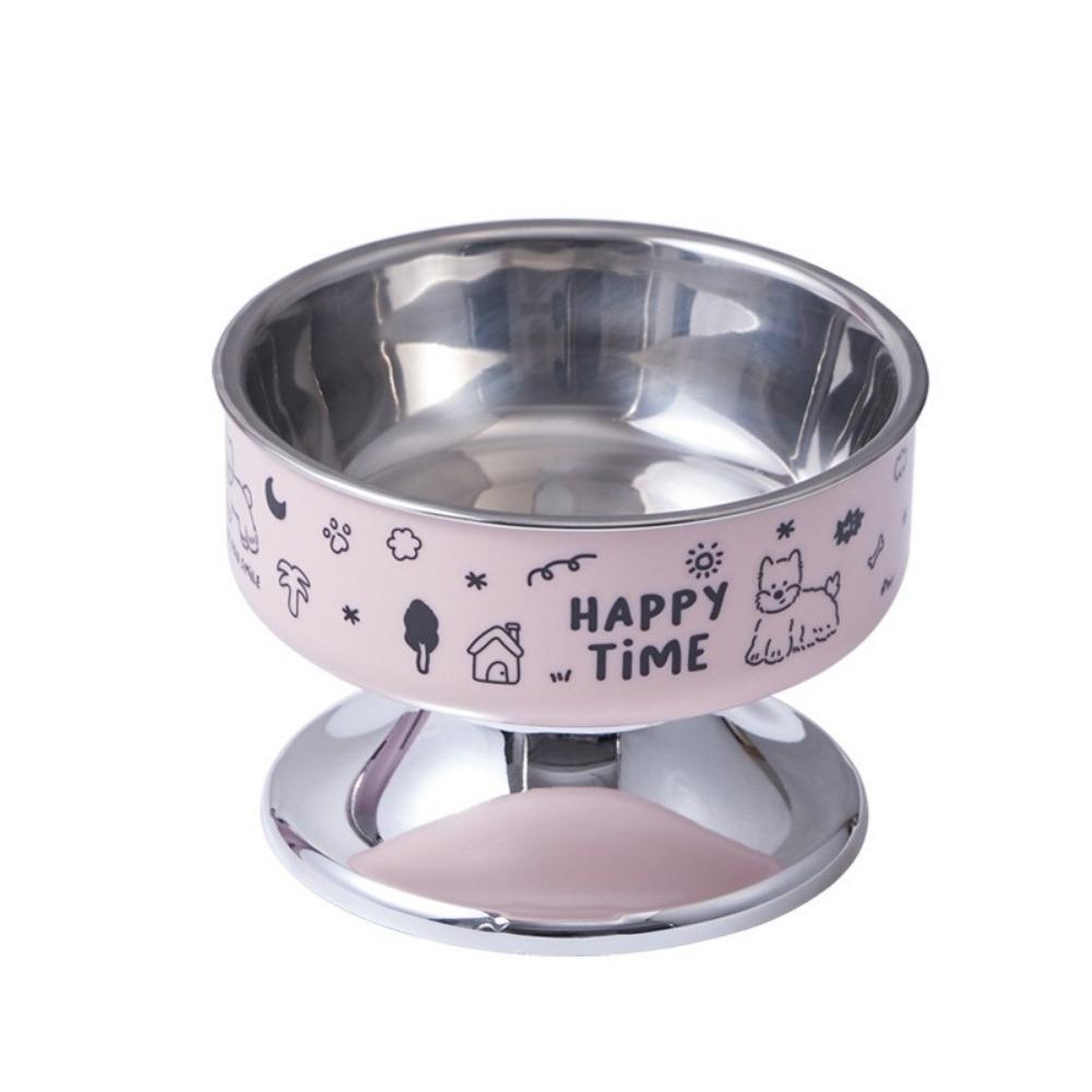 

Large Capacity Elevated Cat Bowl Cartoon Cat Food Water Bowl Pet High Foot Bowl Pet Accessories 5.51x4.13 in розовый