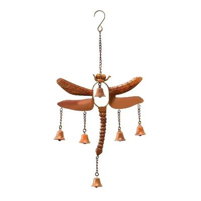 Garden Wind Chime Dragonfly Wind Chime Outdoor Relaxation Sturdy Iron Material 6 Bells Captivating Outdoor Decor