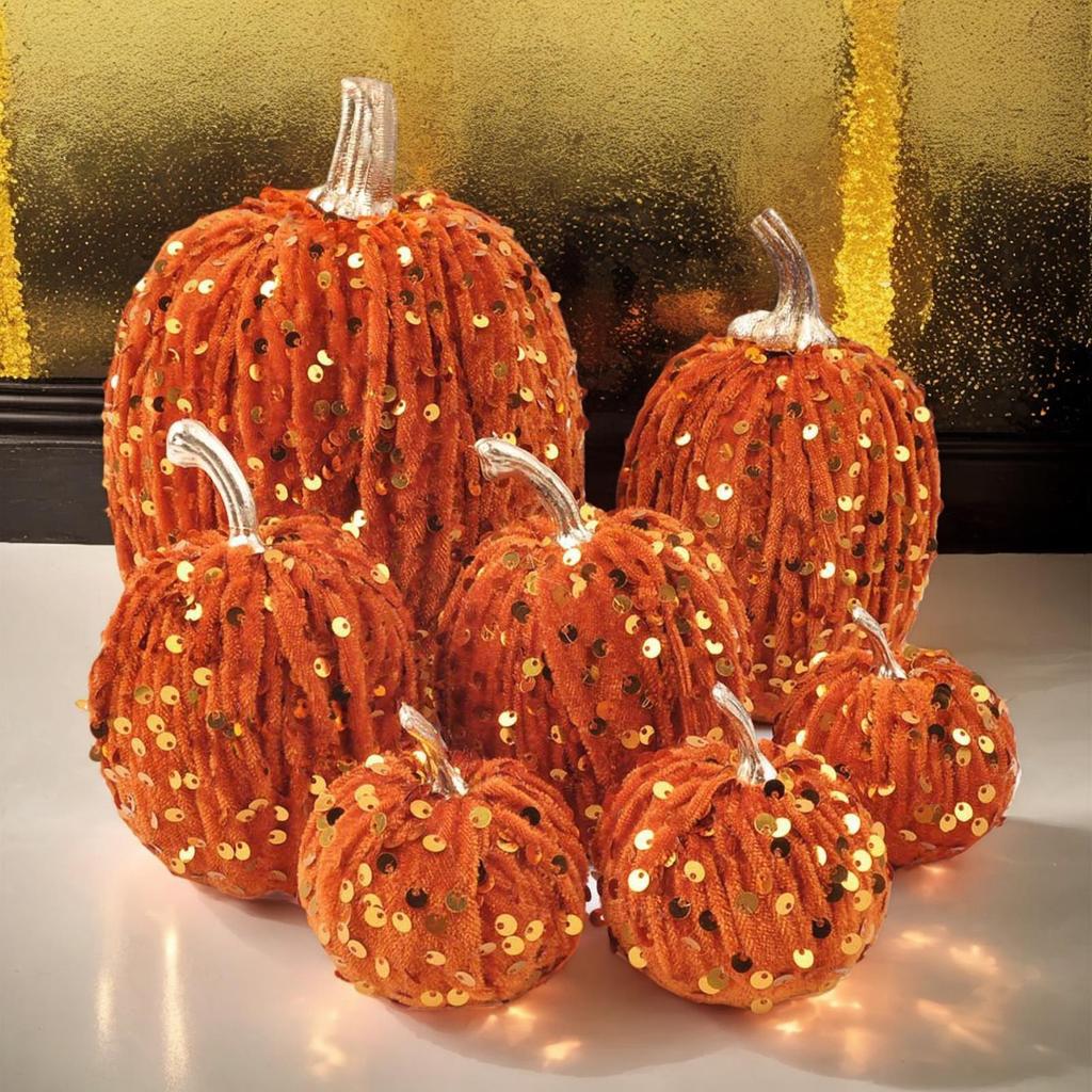 Fall Pumpkin Decor Thanksgiving Fake Pumpkins Autumn Decor 7 Pieces Thanksgiving Table Centerpieces For Indoor Outdoor Living