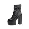2025 Winter Women's Boots Waterproof Platform Fold Surface Zipper Thick Heel Short Boots Casual Fashion Shoes