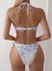 1011 Europäischer und amerikanischer Trenddruck Nackenträger Sexy Bikini geteilter Träger Thermalbad