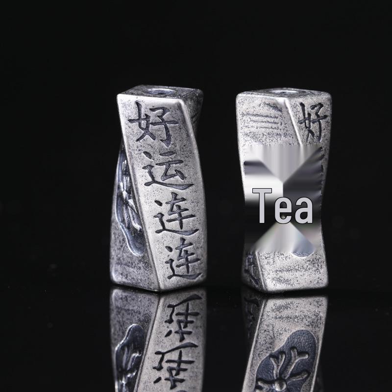 Antique-Finish Vajra Scepter Beads: Color-Preserving Silver Six-Syllable Mantra Spacer for DIY Tibetan Bracelets