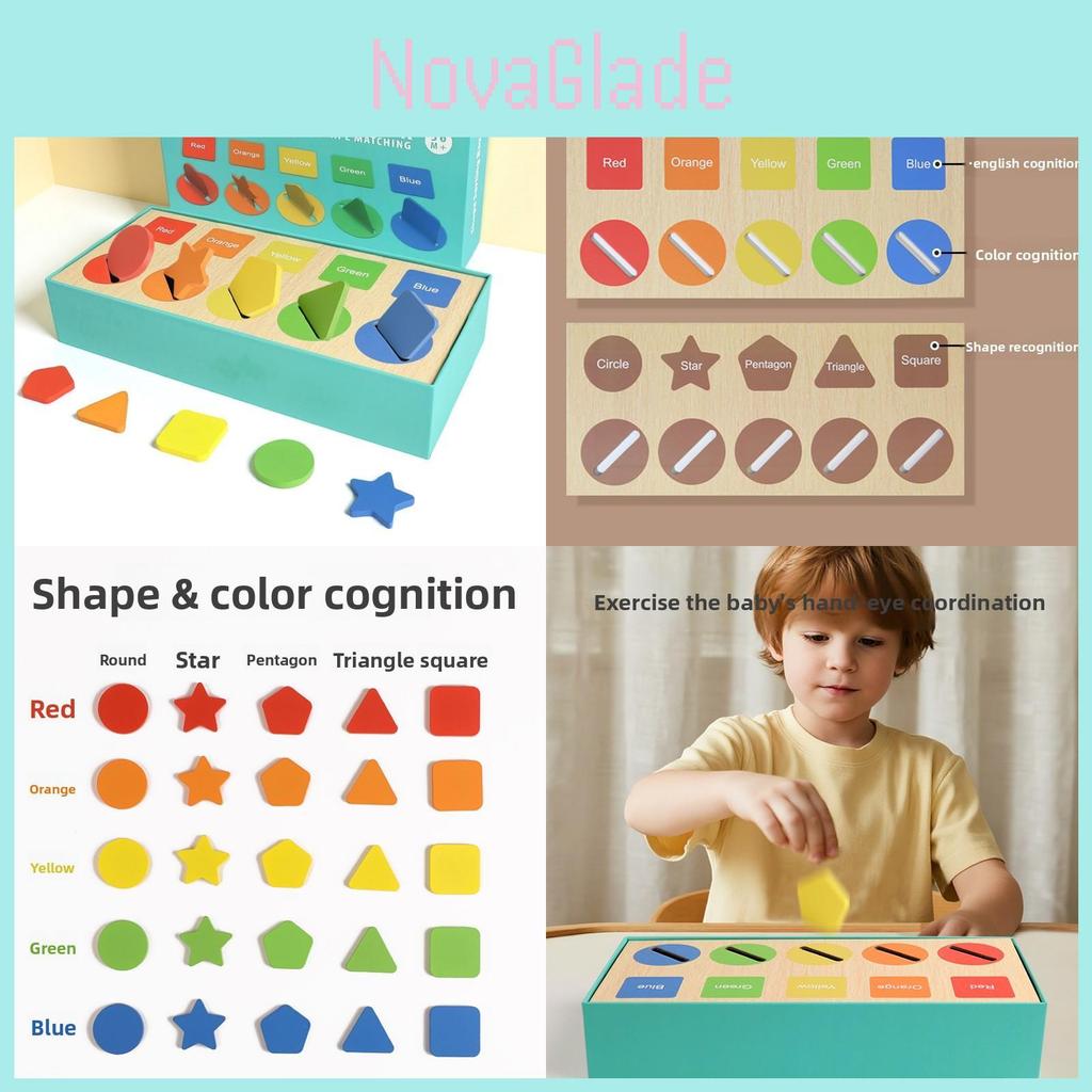Wooden Montessori Shape Sorting Blocks With Color Recognition For Early Learning