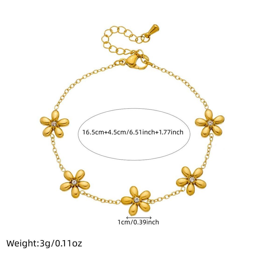 Trendy Gold-Plated Flower Pendant Necklace Set with Diamond Inlay