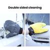 1 Stück Autowaschhandschuh mit Daumen, Korallenvlies, doppelseitig, kratzfrei, saugfähig, Auto-Reinigungshandschuh, Detaillierung, Schönheitsbedarf