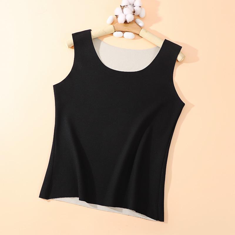 Women's German Velvet Self-Heating Thermal Vest: Double-Sided Brushed, Seamless, Solid Color, Thick, Autumn/Winter