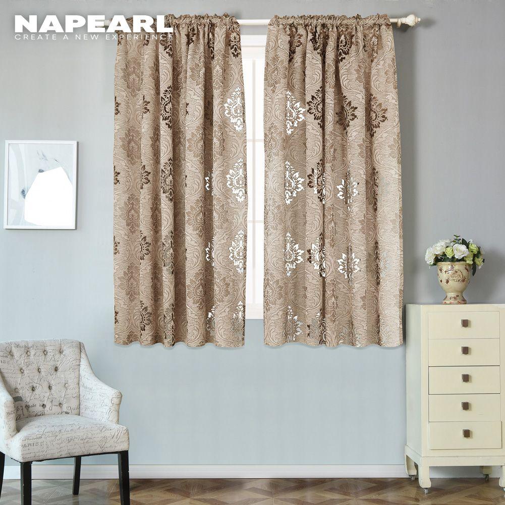 1PC NAPEARL Fashion Jacquard Tulle Curtain European Style Sheer Brown Grey Curtain  For Kitchen Living Room Home Decor