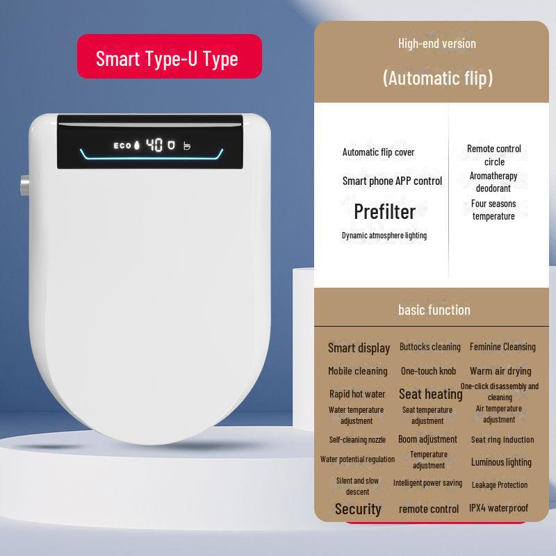 110V Smart Toilet Seat: Automatic Flip, Instant Heating, Electric Flush, Drying, Heated Seat
