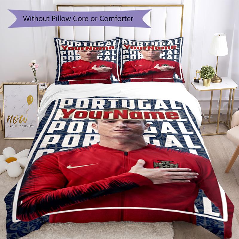 Cristiano Ronaldo 72 Customize Your Name Bedding Set Breathable Duvet Cover with Pillowcases Home Decoration Birthday Gift