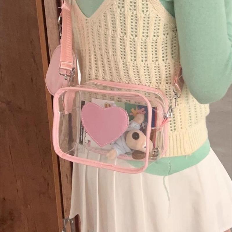 

Модная летняя сумка из ПВХ для женщин Y2k Fashion Harajuku Style Прозрачная сумка через плечо Heart Luxury Female New in Handbag