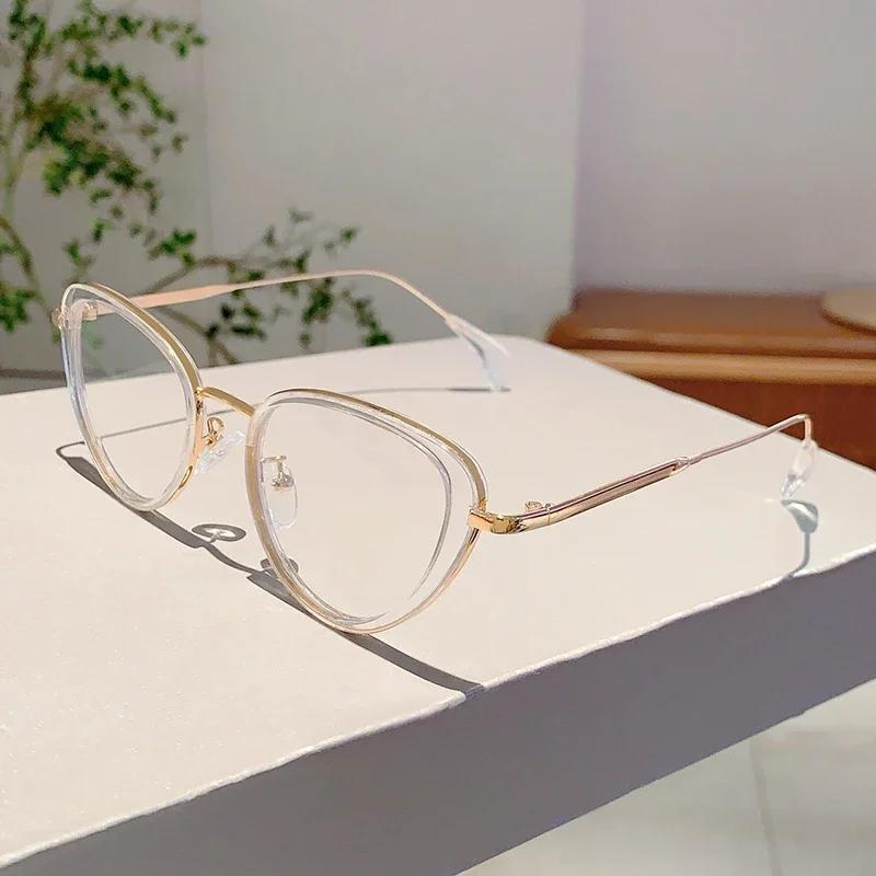 Cat Eye Glasses Women Popular Stylish Black Rim Blue Light Blocking Eyeglasses Ins Trendy Decor Design Eyewear