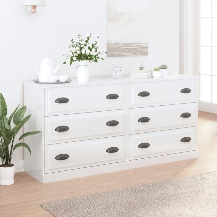 VidaXL Buffets 2 pcs blanc brillant bois d'ingénierie 3185241