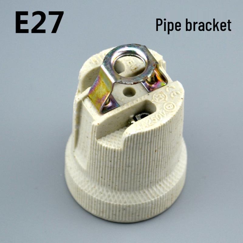 High-Temperature Ceramic E27 Screw Lamp Holder with 7-Shaped Foot and Wire, for Ceiling Lamp Modifications