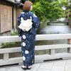 Separate Yukata for Large Separate Yukata with Heko Set Navy Blue with Uchiwa and Women, Adults, Size, Obi, 3-piece (LL-3L Size, 1. Nadeshiko)
