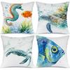 Federe Cuscino Vita Marina Acquerello Cavalluccio Marino Tartaruga Marina Granchio & Pesce Arte Cuscino Decorativo da Lancio Decorazioni Nautiche per la Casa sulla Spiaggia