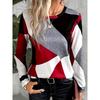 Women's T-shirt 3D irregular geometric printing fashion long-sleeved round neck regular tops holiday weekend spring and autumn