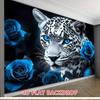 1Pcs White Leopard Blue Eyes Blue Roses Decoration Background Animal Backdrop Decorations For Photo Studio Photo Booth Party