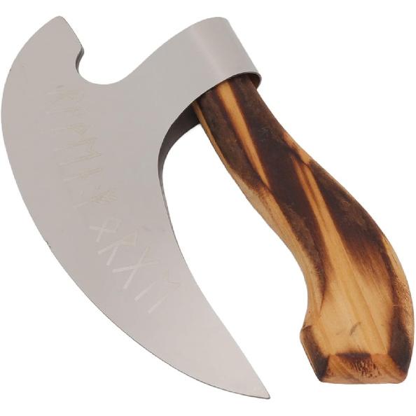 Diydeg Pizza Cutter Axe, Multi Purpose Stainless Steel Handmade Pizza Cutter with Anti Slip Pine Handle, Medieval Pizza Cutter Kitchen Tools for