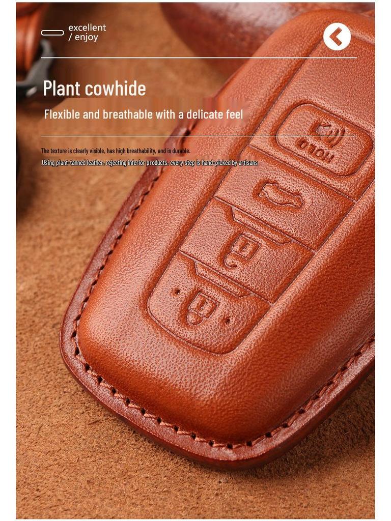 Genuine Leather Retro Key Case for 2021 Toyota Avalon Hybrid