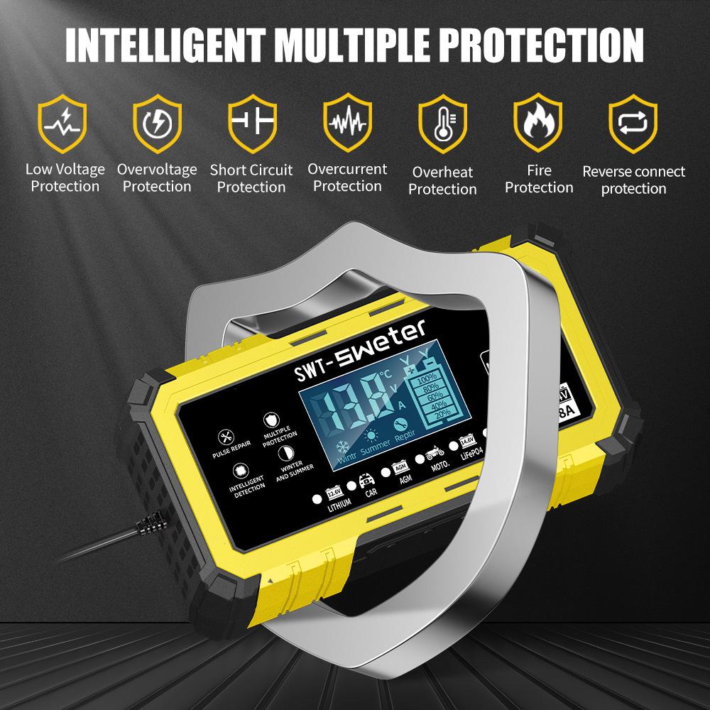 12/24V 15A High Current Smart Charger for Lead-Acid & Lithium-Iron Batteries