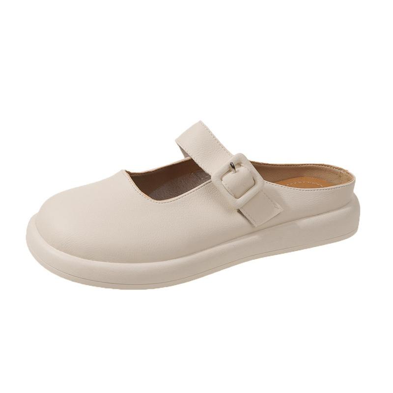 Leather Bag Head Half Slippers Women's Outer Wear Summer Thick-soled Sandals Spring New Soft-soled Lazy Shoes