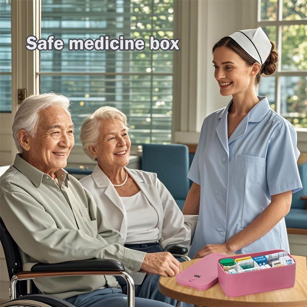 Dustproof Medicine Lock Box with Combination Code Snack Container Medicine Case Home Office Travel