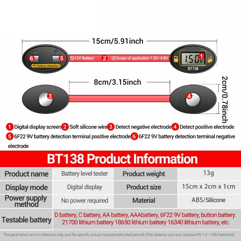 Portable BT138 Battery Checker Meter For Quick Multiple Type Battery Testing Home & Outdoor Use Electronics Maintenance