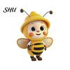 Bee Themed Hanging Decor Acrylic Decoration Single Side Printed Little Ornament Home Car Rearview Mirror Keychain Pendant Birthday Gift Portable