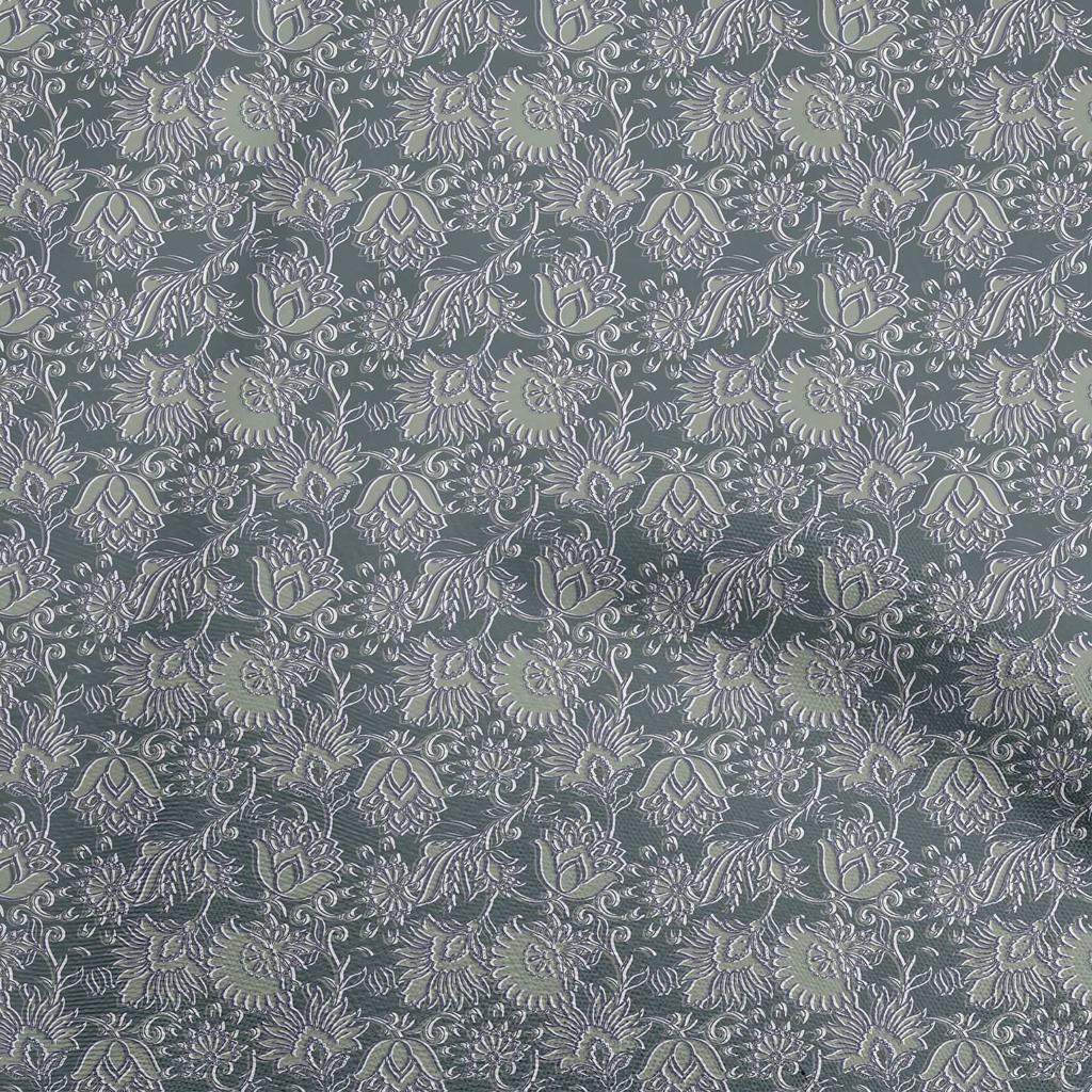 oneOone Baumwollpopeline Grauer Stoff Kalamkari-Stoff zum Nähen Bedruckter Bastelstoff pro Yard 42 Zoll