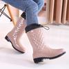 2025 New Waterproof Mid-Calf Rain Boots Anti-Slip Adult Water Shoes for Rainy Days Adjustable Cuff Design Durable Sole