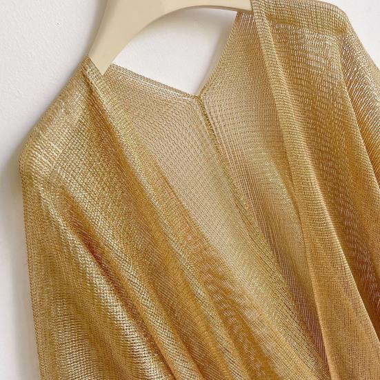 Cover Up Cardigan Metallic Mesh Women Beach Cover Up with Metallic Mesh Fringe Lightweight Breathable Swimsuit Cover