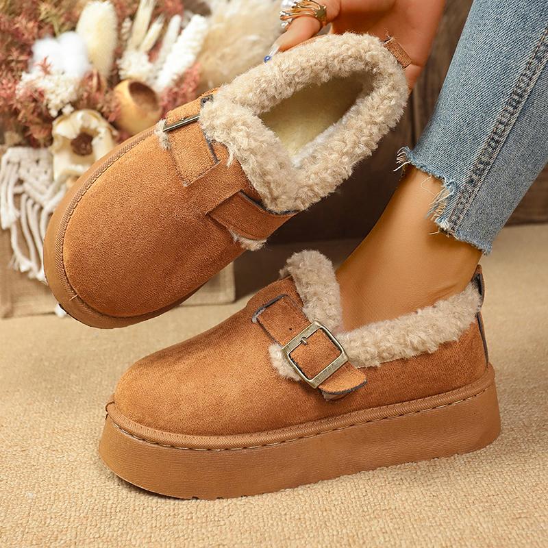 Fashion 2025 New Winter Women Thickened Fluff Boots Comfortable Outdoor Flat Platform Boots Women Plush Fashion Retro Cotton Shoes Women
