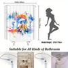 Vibrant Cityscape Shower Curtain - Cyclists & Umbrellas, Dynamic Urban Design, Polyester, 12 Hooks,  Modern Bathroom Decor