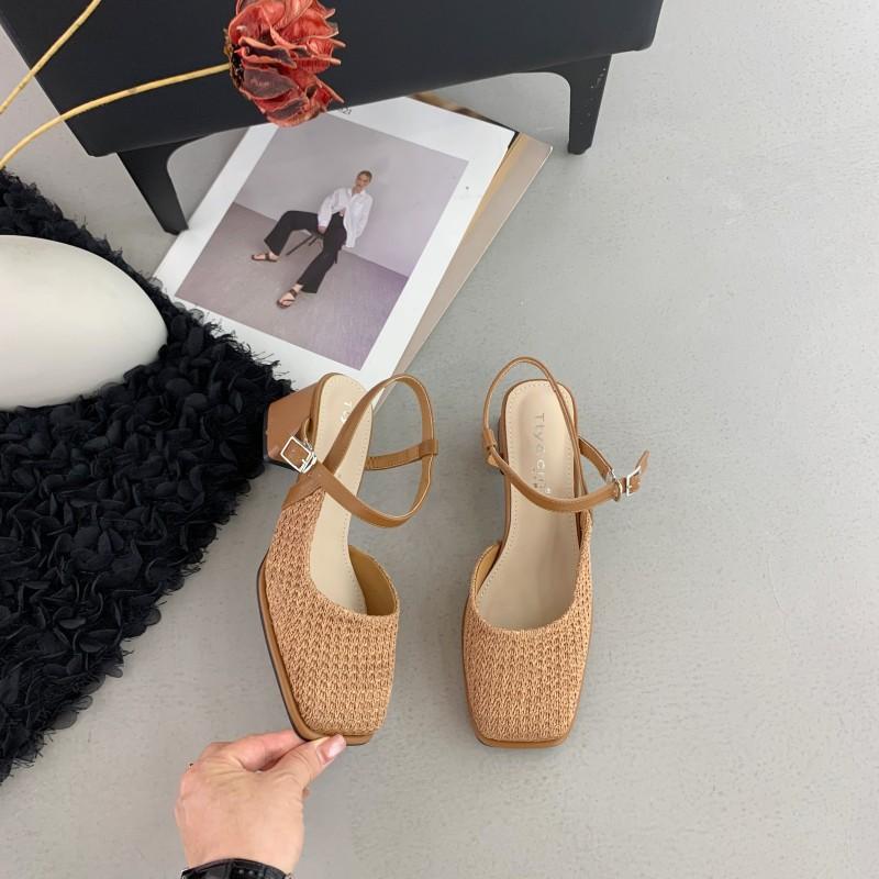 

2025 Korean version of the new fashion word with bag head Mary Jane shoes thick heel temperament women s single shoes 39